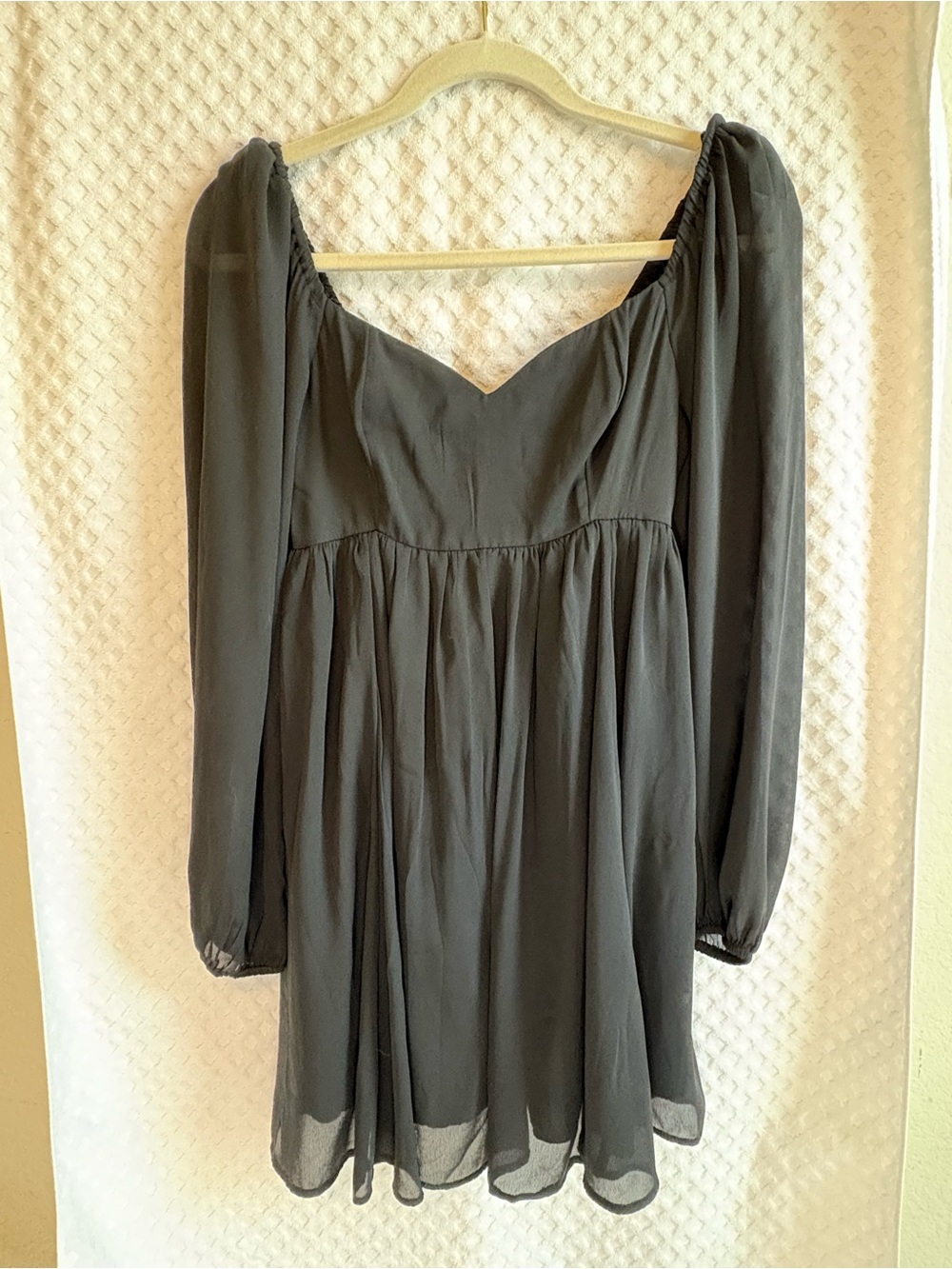 Abercrombie & Fitch Black Long Sleeve Babydoll Mini Dress Fairy Boho| Size Small